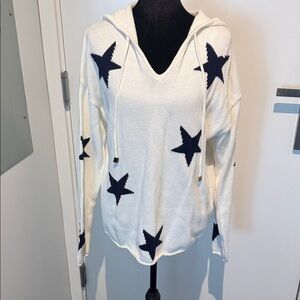 Rachel Zoe White Hoodie with Navy Stars